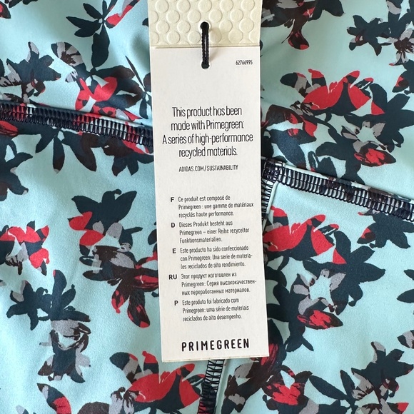 NWT Adidas x Stella McCartney Cycling Floral Shorts Blue/Multicolor Size L - Picture 9 of 11